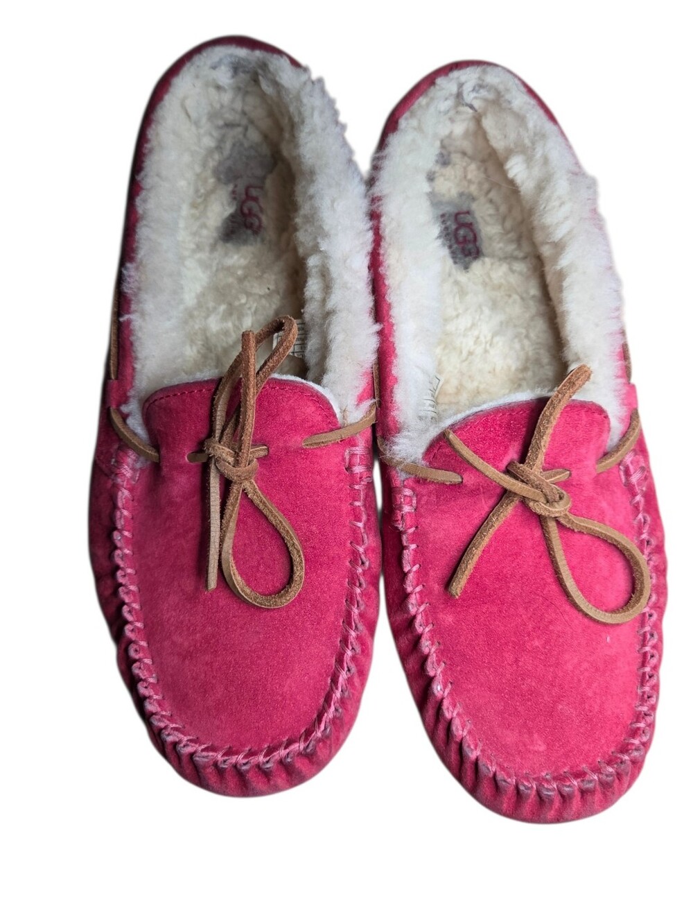 UGG Women's Dakota Moccasin Water Resistant Suede Size 10 Red Slip On - Picture 5 of 8